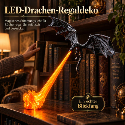 🐉 LED-Drachen-Regaldeko mit leuchtendem Feuer
