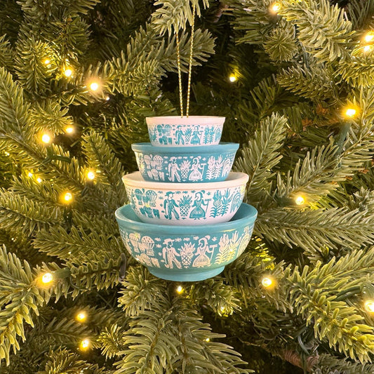 Retro Miniature Kitchen Bowl Stack Christmas Ornament Decor - Butterprint