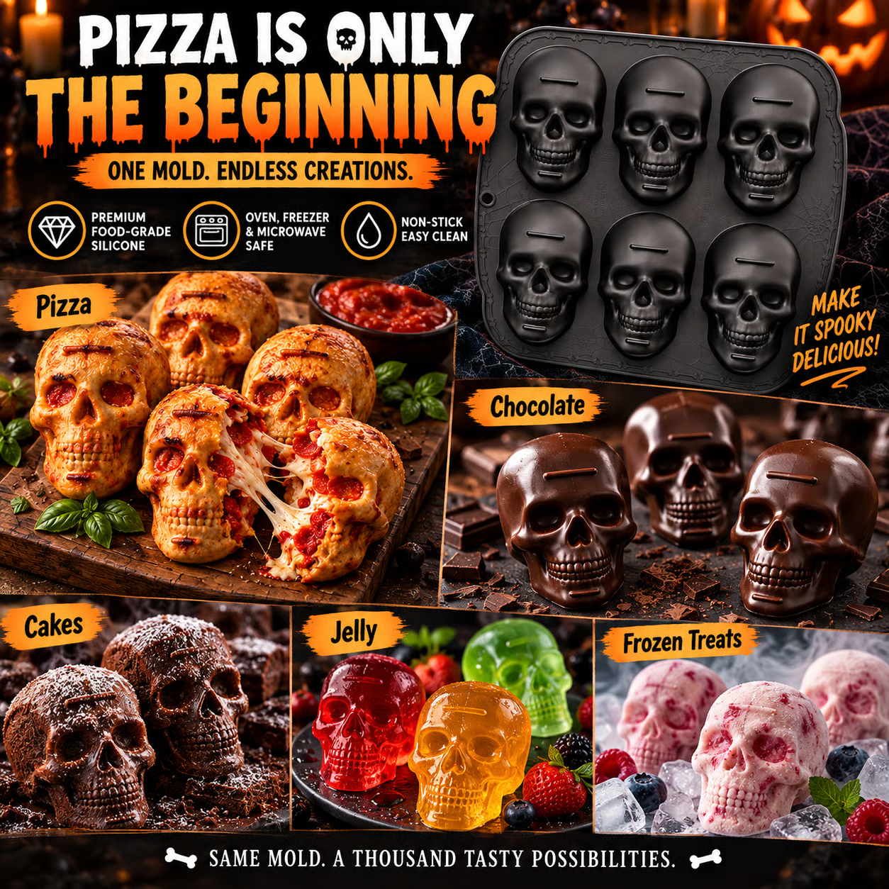 ✨ 60,000+ Sold - 💀SkullBite™ 6-Cavity 3D Skull Silicone Mold