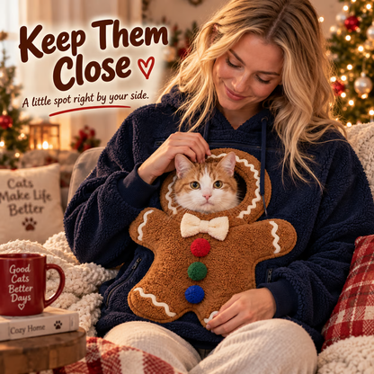 🎄 Christmas Cuddle Pouch Hoodie – Cozy Pet Pouch Sweatshirt for Cat Lovers