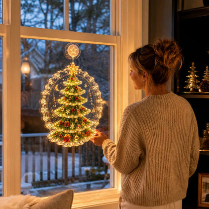 ✨Last Day 50% OFF🎄Lighted Christmas Window Decoration with Suction Cup– 8 Warm LED Festive Designs✨
