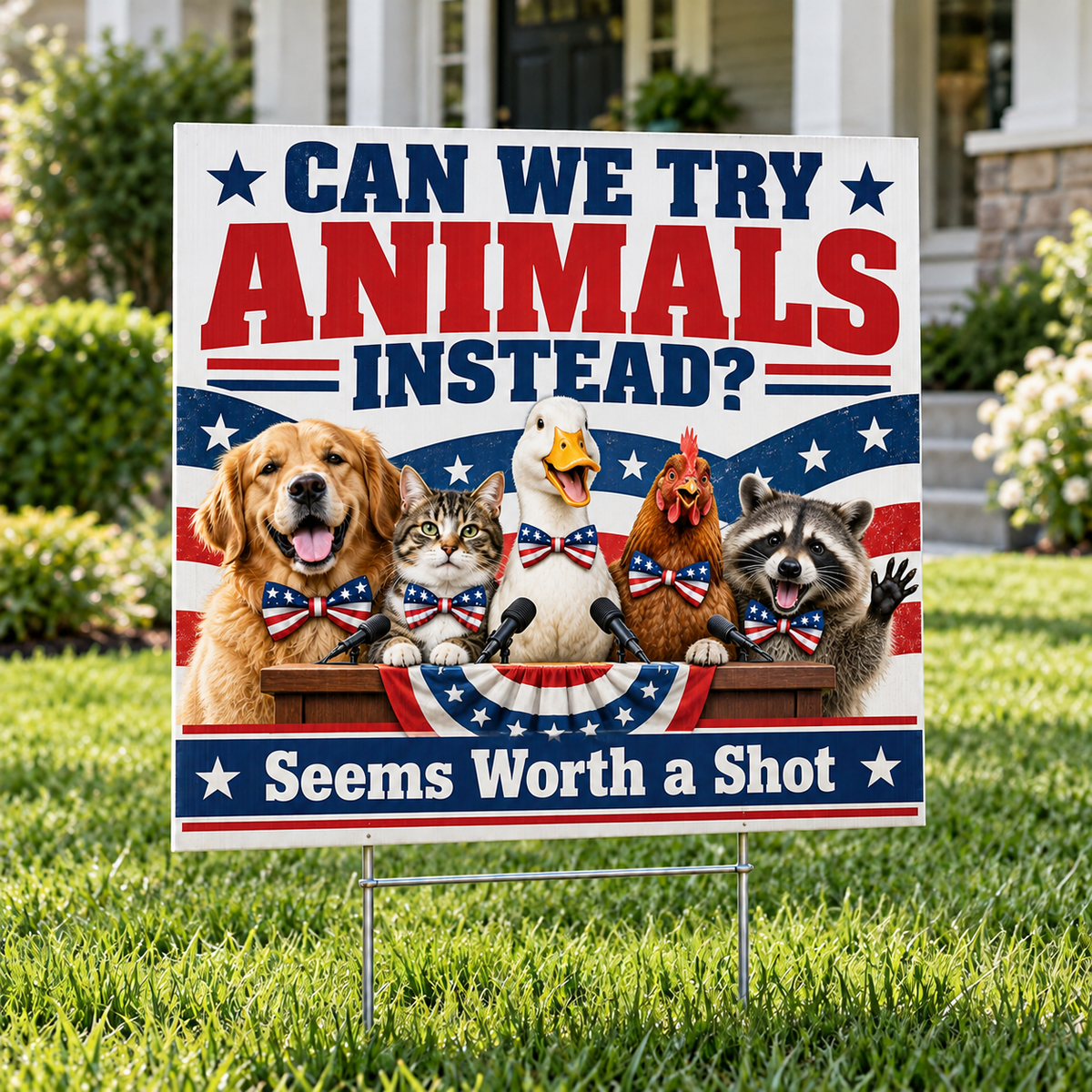 Funny Animal Election Yard Signs – Hilarious Political Humor Lawn Decor