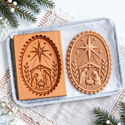 Nativity Scene Wooden Cookie Mold