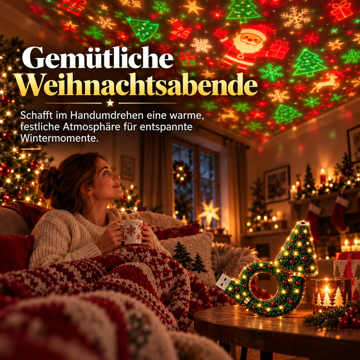 🎄 Weihnachts-Projektor mit LED-Beleuchtung