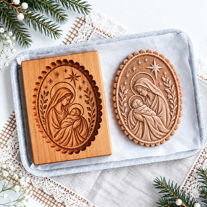 Nativity Scene Wooden Cookie Mold