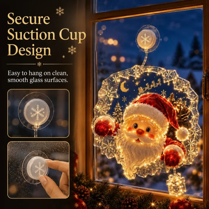 ⏳ Last Day 49% OFF – 🎄Lighted Christmas Window Decoration with Suction Cup | Warm LED Window Light with Double-Layer Design & Multiple Festive Styles ✨