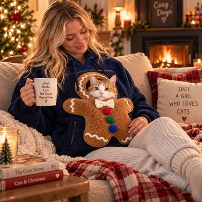 🎄 Christmas Cuddle Pouch Hoodie – Cozy Pet Pouch Sweatshirt for Cat Lovers