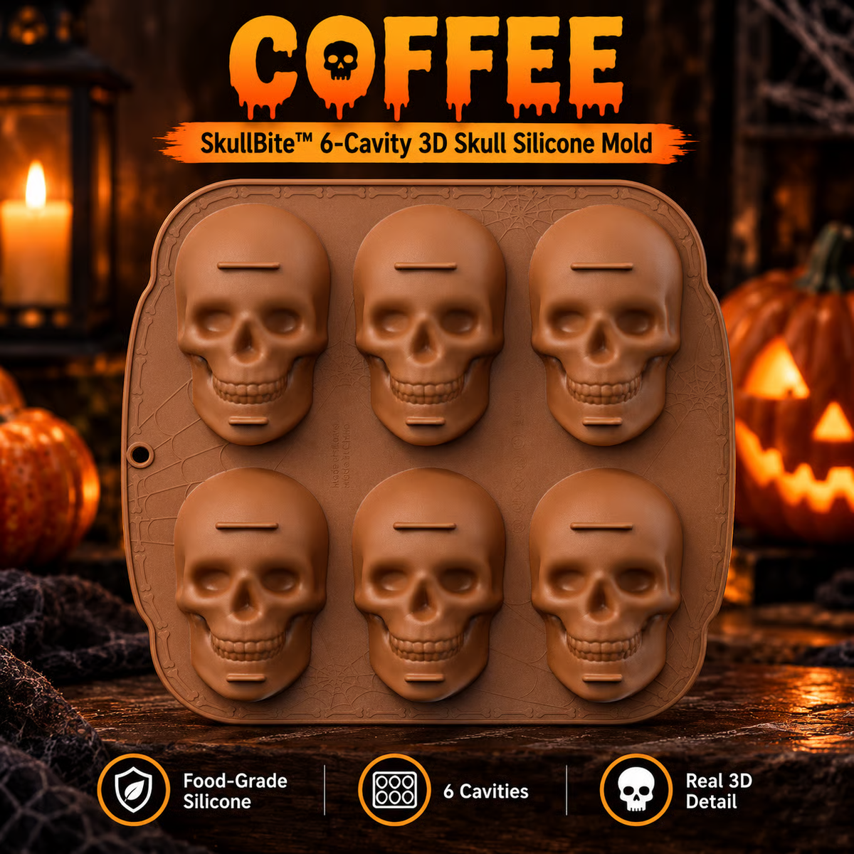 ✨ 60,000+ Sold - 💀SkullBite™ 6-Cavity 3D Skull Silicone Mold