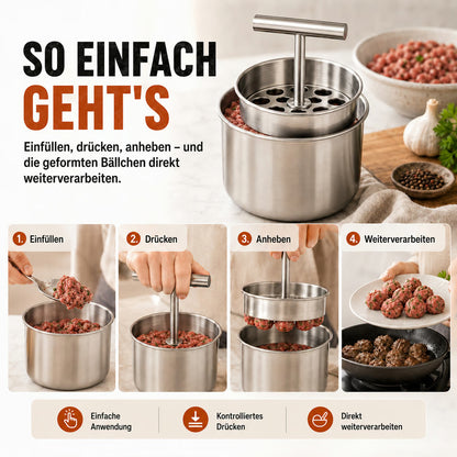 Edelstahl-Fleischbällchenformer mit 6 oder 12 Öffnungen