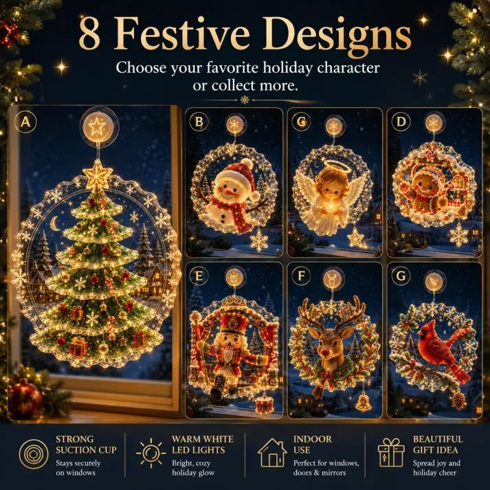 ⏳ Last Day 49% OFF – 🎄Lighted Christmas Window Decoration with Suction Cup | Warm LED Window Light with Double-Layer Design & Multiple Festive Styles ✨