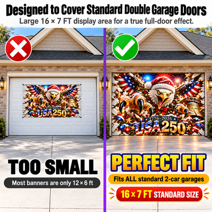 USA 250th Anniversary Christmas 3D Garage Door Banner