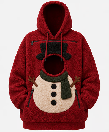 🎄 Christmas Cuddle Pouch Hoodie – Cozy Pet Pouch Sweatshirt for Cat Lovers