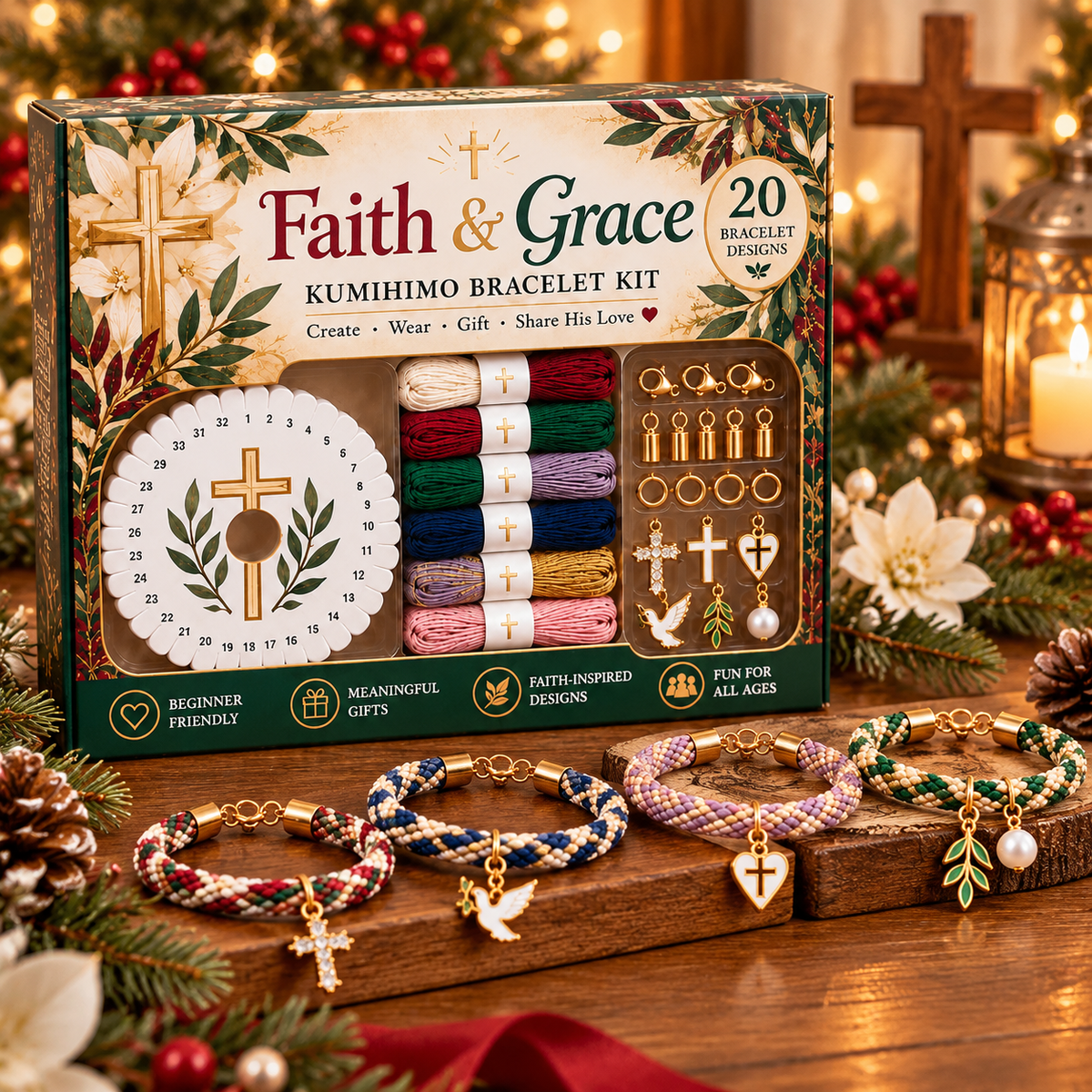 TopSpire® Christmas Kumihimo Bracelet Kit