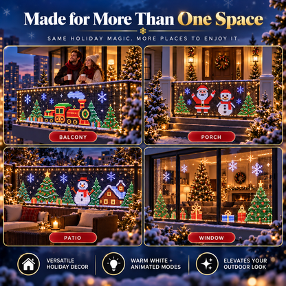 🎄 Smart RGB Pixel Curtain Lights – App-Controlled Animated Holiday Display for Balcony & Window Decor-2.4m*2.4m