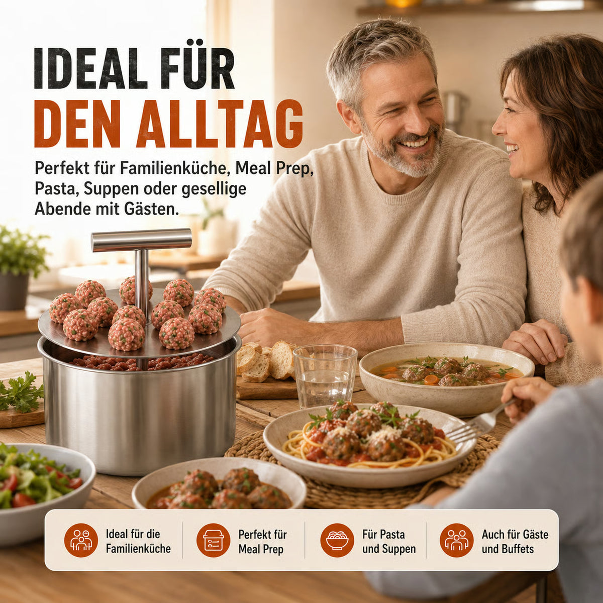 Edelstahl-Fleischbällchenformer mit 6 oder 12 Öffnungen