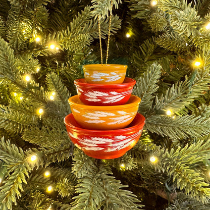 Retro Miniature Kitchen Bowl Stack Christmas Ornament Decor - Autumn Harvest