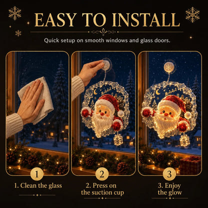 ✨Last Day 50% OFF🎄Lighted Christmas Window Decoration with Suction Cup– 8 Warm LED Festive Designs✨