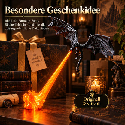 🐉 LED-Drachen-Regaldeko mit leuchtendem Feuer