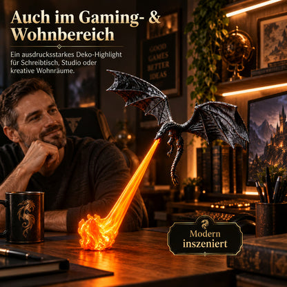 🐉 LED-Drachen-Regaldeko mit leuchtendem Feuer