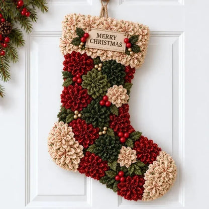 🎄✨Christmas Fabric Flower Door Hanging DIY Kit – Layered Holiday Décor