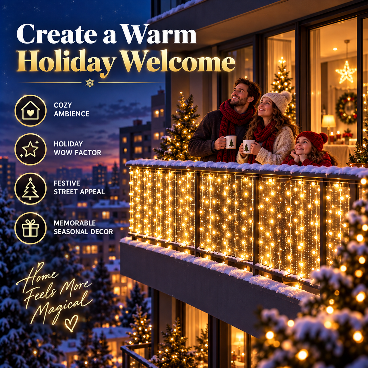 🎄 Smart RGB Pixel Curtain Lights – App-Controlled Animated Holiday Display for Balcony & Window Decor-2.4m*2.4m