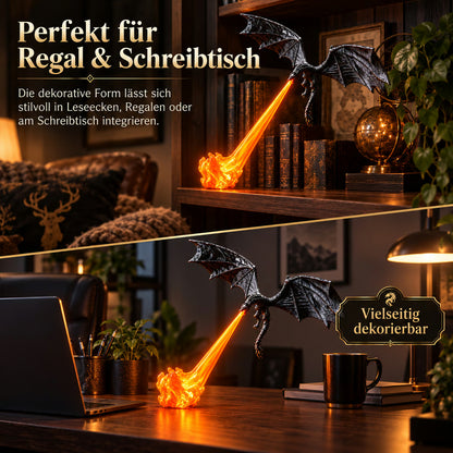 🐉 LED-Drachen-Regaldeko mit leuchtendem Feuer