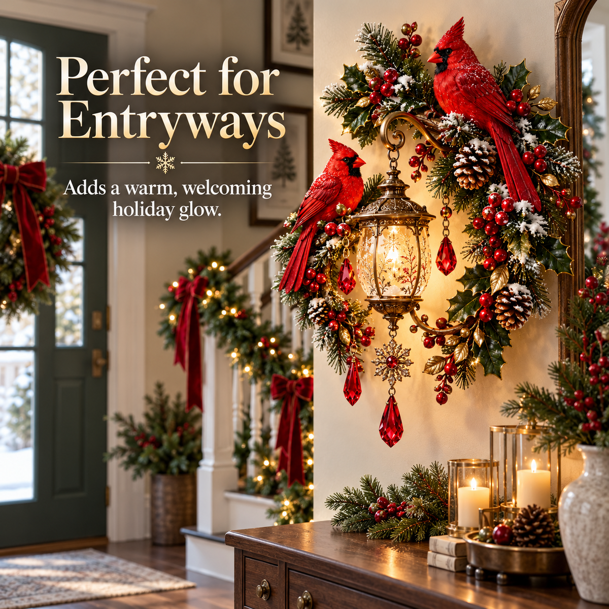 🐦 49% OFF | Cardinal Christmas Lantern Wall Decor – Bring a Warm Holiday Welcome Home 🎄