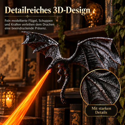 🐉 LED-Drachen-Regaldeko mit leuchtendem Feuer