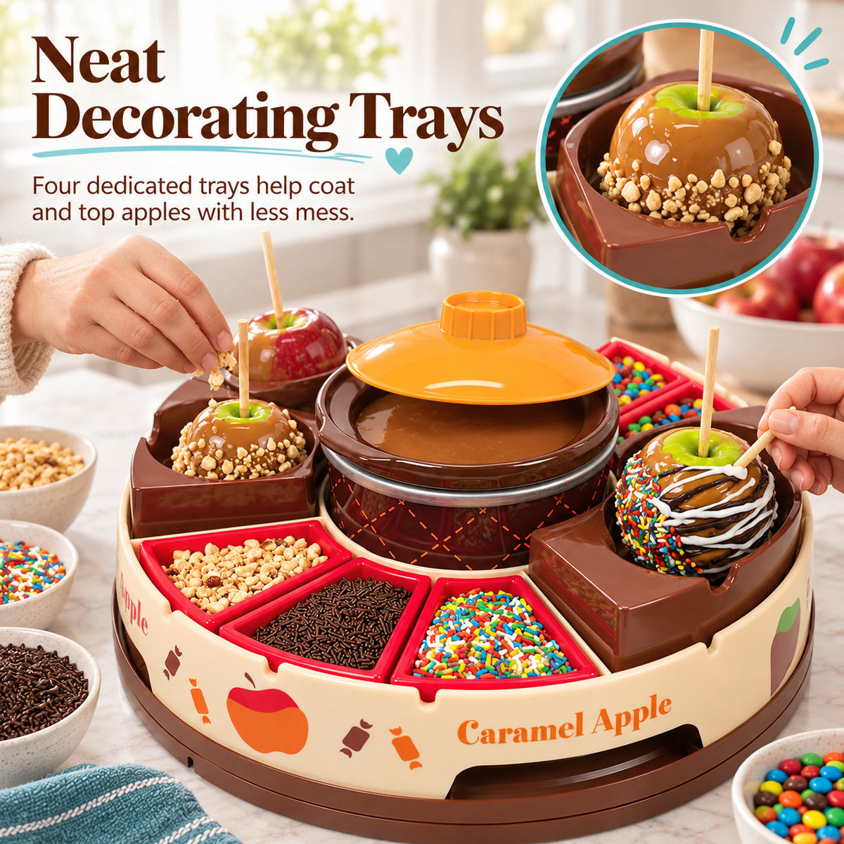 🍎 Caramel Apple Decorating Station with Heated Melting Pot
