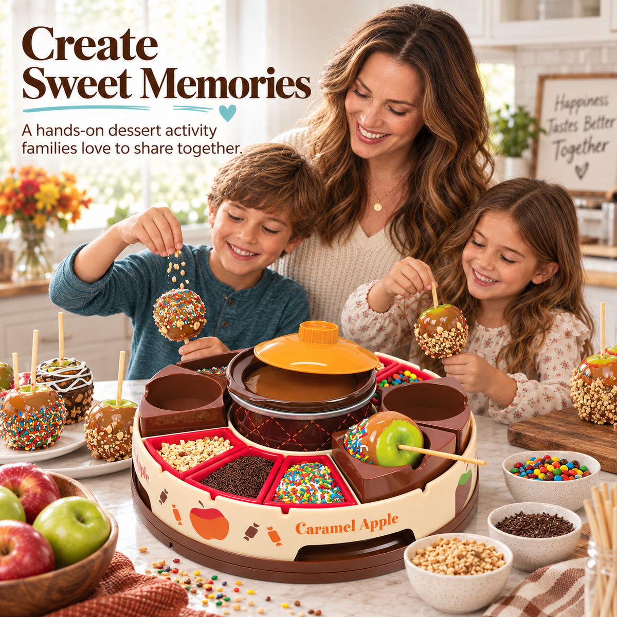 🍎 Caramel Apple Decorating Station with Heated Melting Pot
