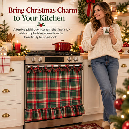 Christmas Plaid Oven Door Curtain