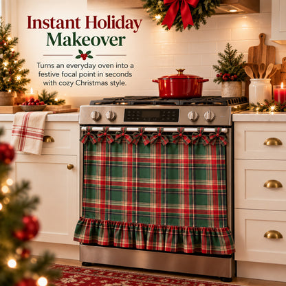 Christmas Plaid Oven Door Curtain