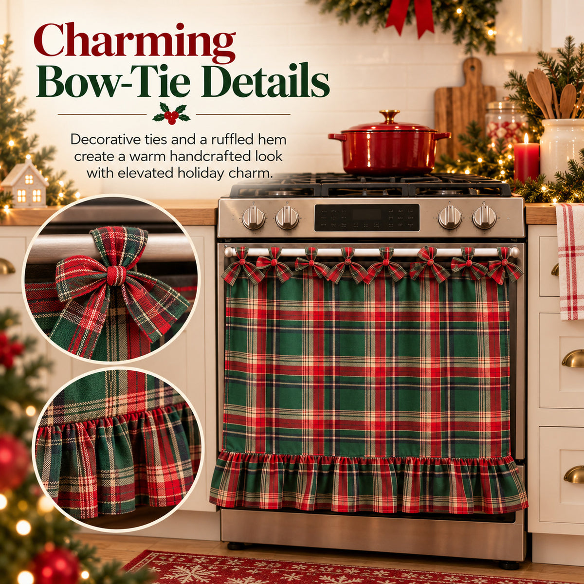 Christmas Plaid Oven Door Curtain