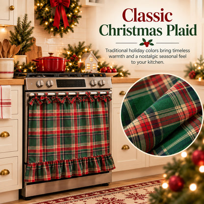 Christmas Plaid Oven Door Curtain