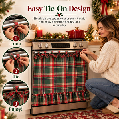 Christmas Plaid Oven Door Curtain