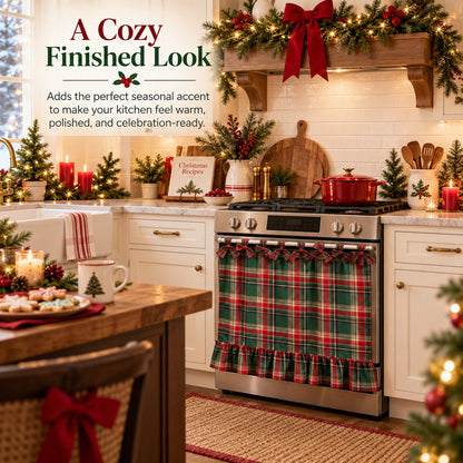 Christmas Plaid Oven Door Curtain