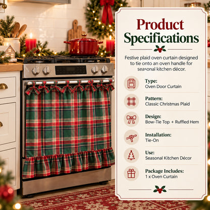Christmas Plaid Oven Door Curtain