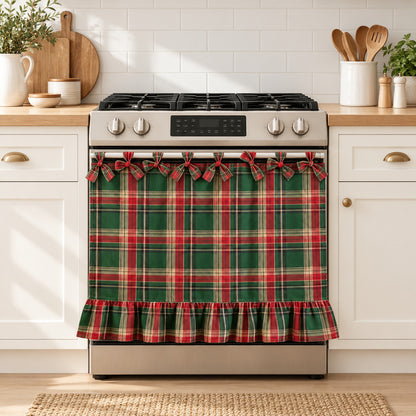 Christmas Plaid Oven Door Curtain