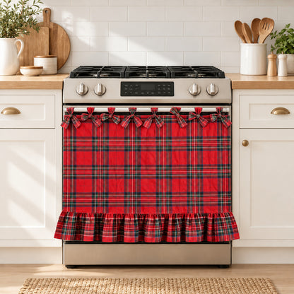 Christmas Plaid Oven Door Curtain
