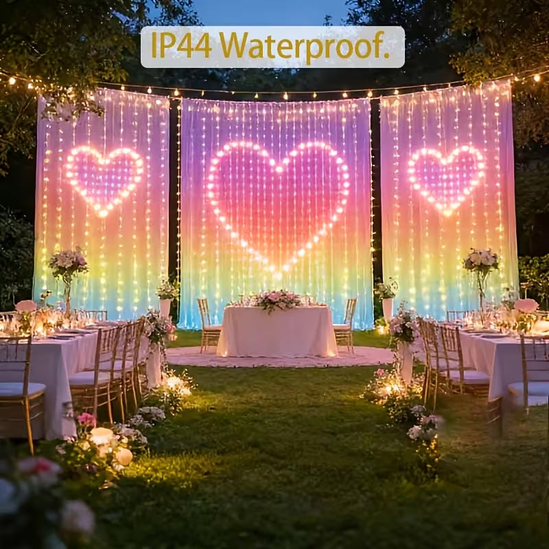🎄 Smart RGB Pixel Curtain Lights – App-Controlled Animated Holiday Display for Balcony & Window Decor-2.4m*2.4m