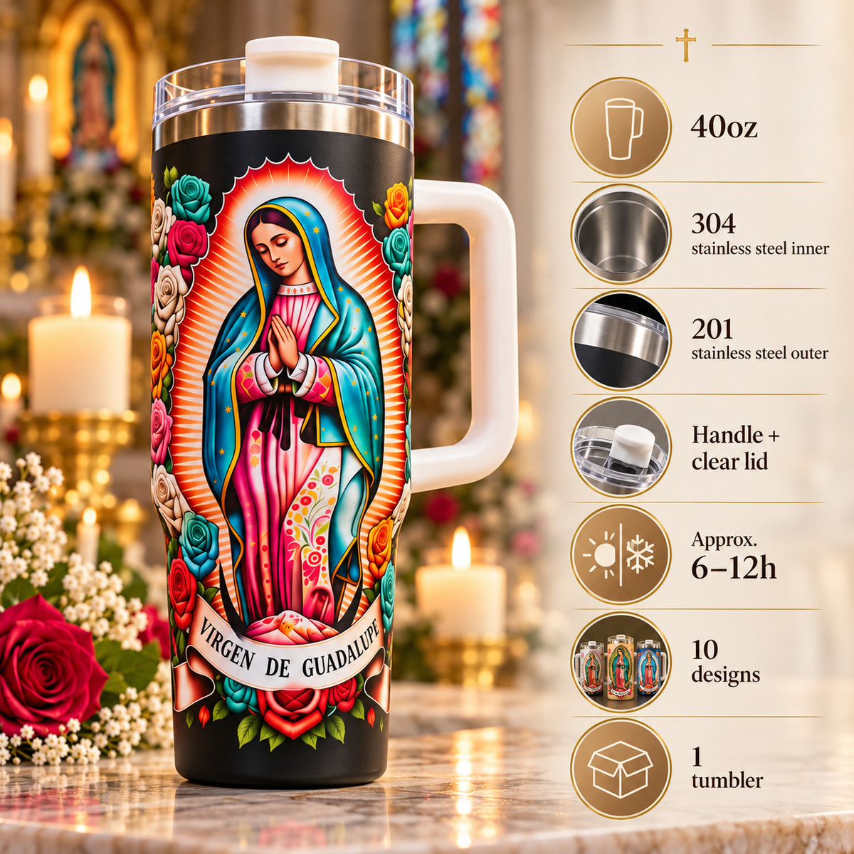 Our Lady of Guadalupe 40oz insulated tumbler - image 10
