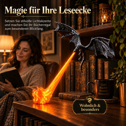 🐉 LED-Drachen-Regaldeko mit leuchtendem Feuer