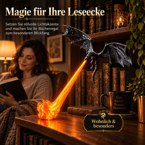 🐉 LED-Drachen-Regaldeko mit leuchtendem Feuer