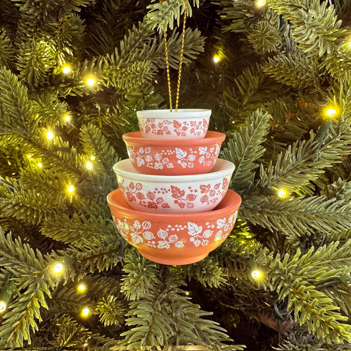 Retro Miniature Kitchen Bowl Stack Christmas Ornament Decor - Gooseberry