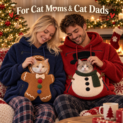 🎄 Christmas Cuddle Pouch Hoodie – Cozy Pet Pouch Sweatshirt for Cat Lovers