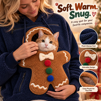 🎄 Christmas Cuddle Pouch Hoodie – Cozy Pet Pouch Sweatshirt for Cat Lovers