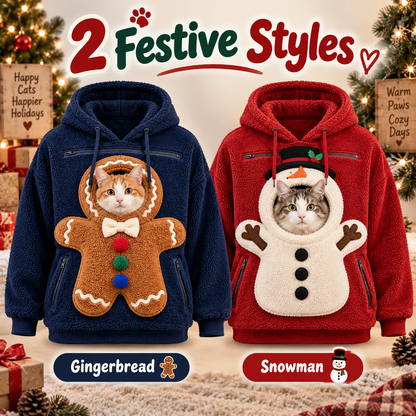 🎄 Christmas Cuddle Pouch Hoodie – Cozy Pet Pouch Sweatshirt for Cat Lovers