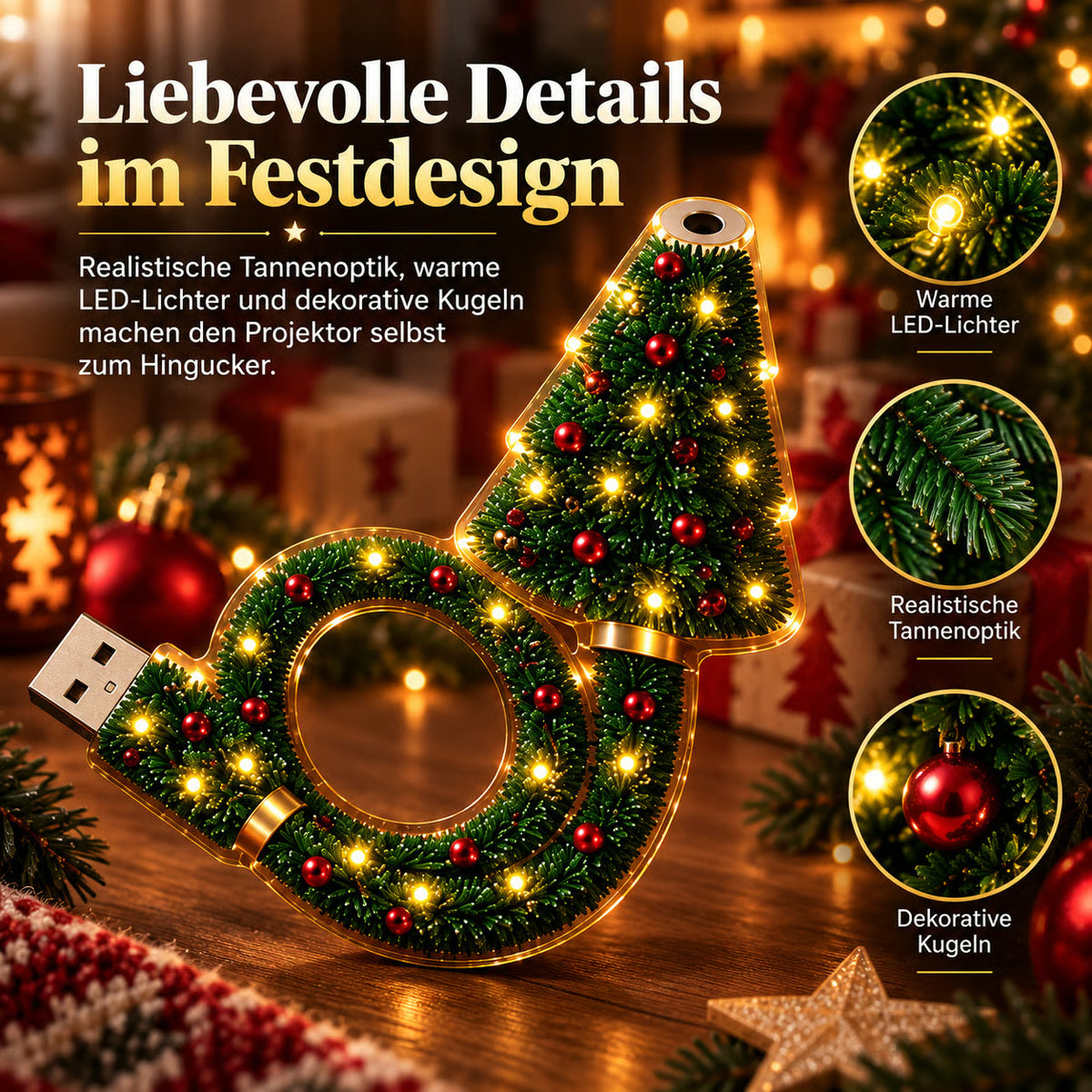 🎄 Weihnachts-Projektor mit LED-Beleuchtung