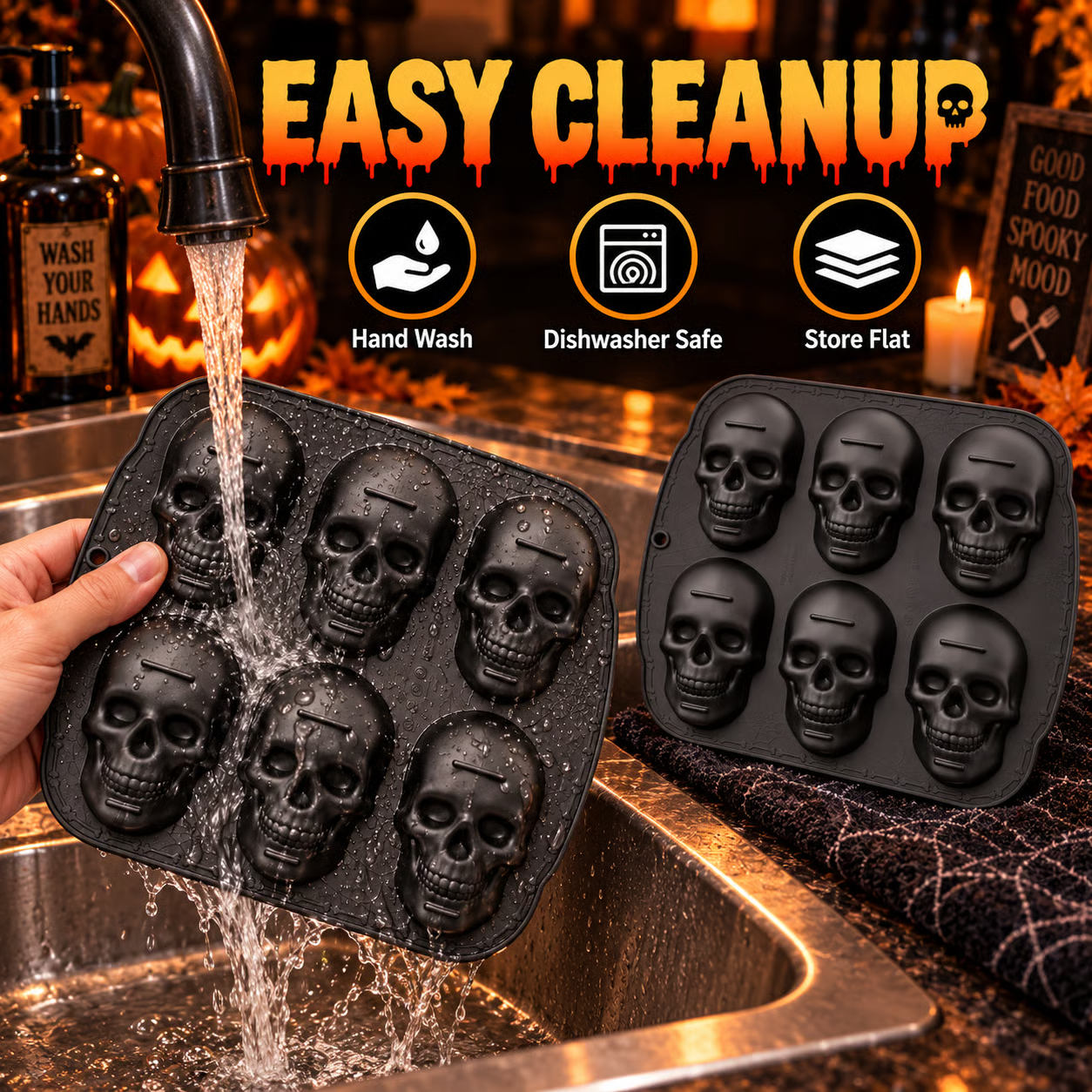 ✨ 60,000+ Sold - 💀SkullBite™ 6-Cavity 3D Skull Silicone Mold
